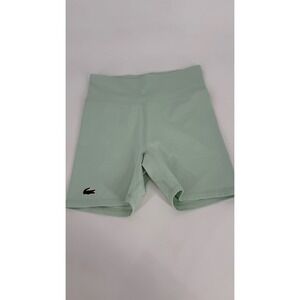 Lacoste Sport Women's Mint Green Performance Biker Shorts Stretch Logo Size 2
